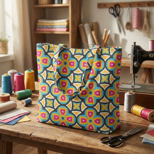 Turquoise Pink Yellow Moroccan Mosaic Geometric Fabric