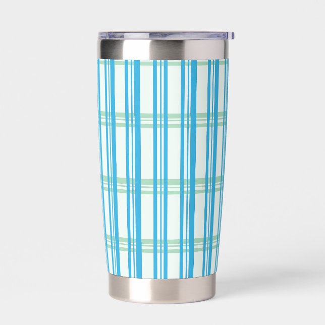 Turquoise Plaid Insulated Tumbler (Left)