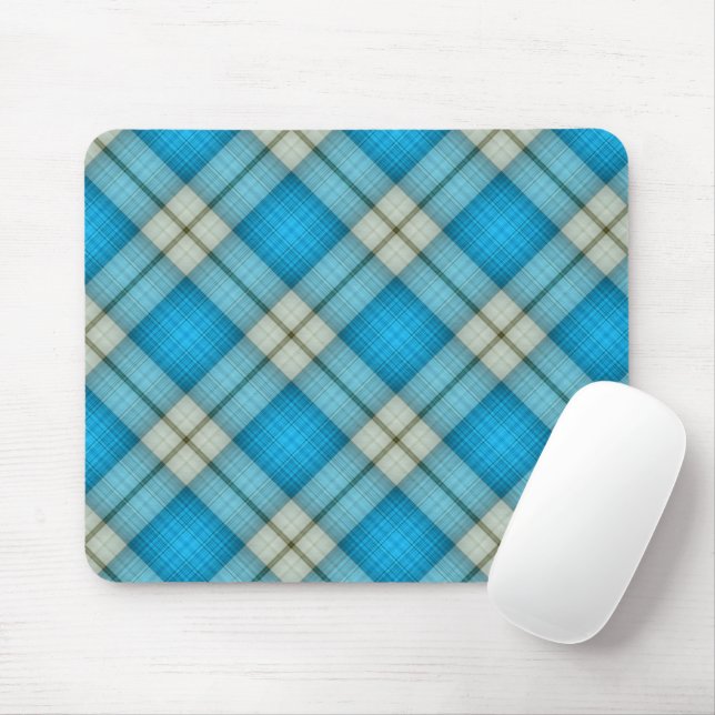 Turquoise Plaid Pattern Mouse Pad (With Mouse)