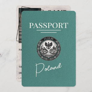 Turquoise Poland Passport Save The Date