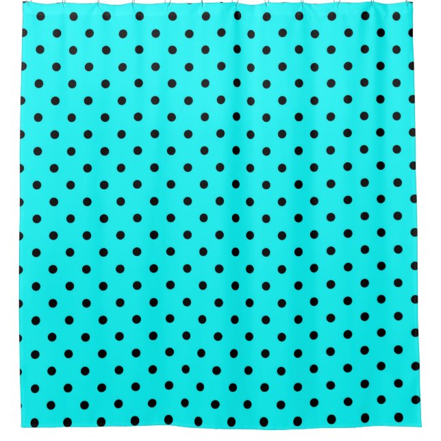 Turquoise polka dot background   shower curtain (Front)