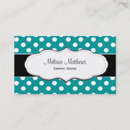Customizable Turquoise Polka Dot Business Cards