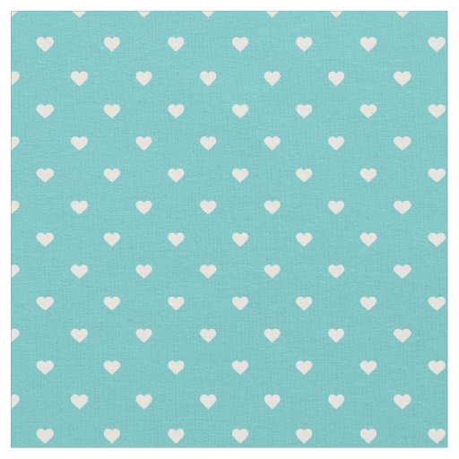 Turquoise Polka Dot Hearts Fabric