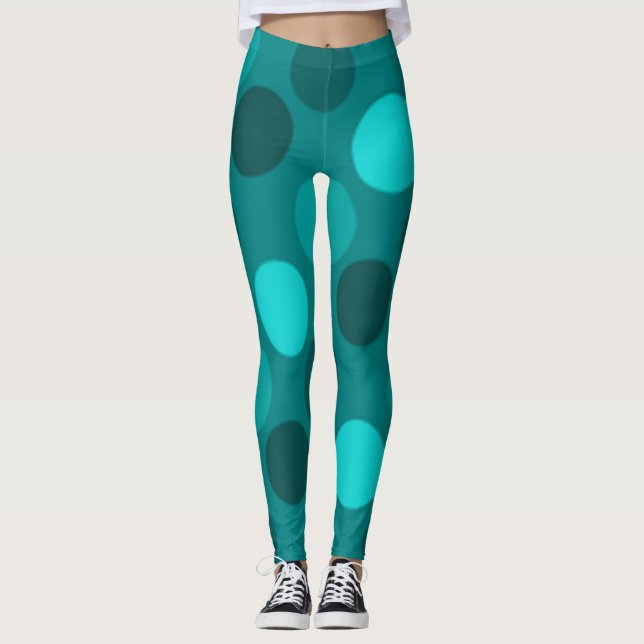 Turquoise Polka Dot Leggings (Front)