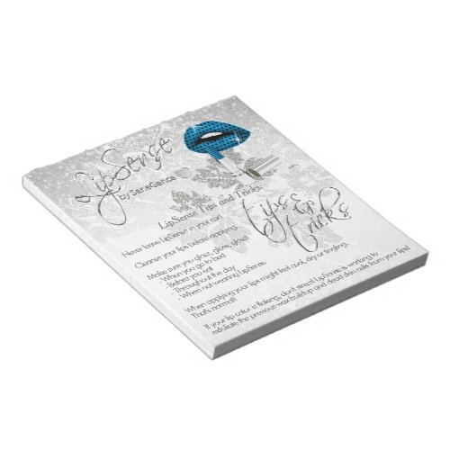Turquoise Polka Dot Lips and Silver Tips  Tricks Notepad