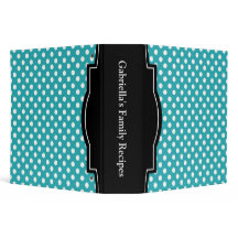 Turquoise Polka Dot personalized 2" Recipe Binder