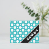 Turquoise Polka Dot Thank You Postcards (Standing Front)
