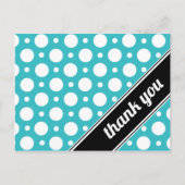 Turquoise Polka Dot Thank You Postcards (Front)