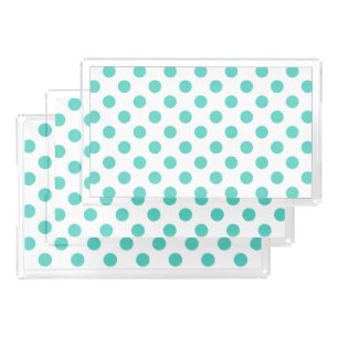Turquoise polka dots acrylic tray