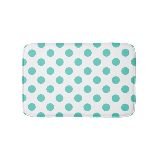 Turquoise polka dots bathroom mat (Front)