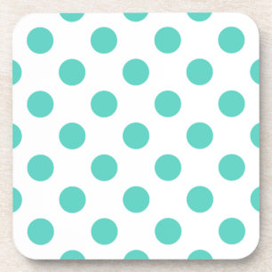 Turquoise polka dots beverage coaster