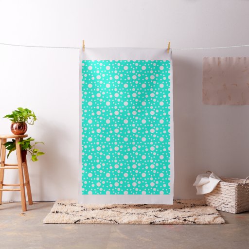 Turquoise Polka Dots Fabric