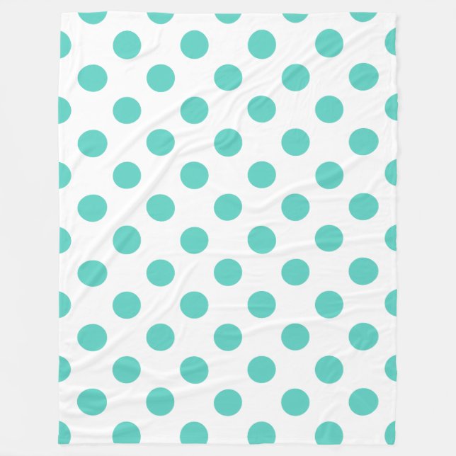 Turquoise polka dots fleece blanket (Front)