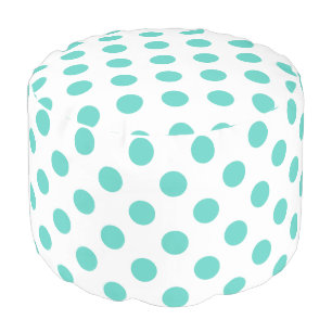 Turquoise polka dots pouf