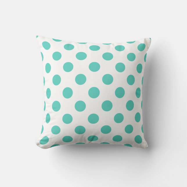 Turquoise polka dots throw pillow (Front)