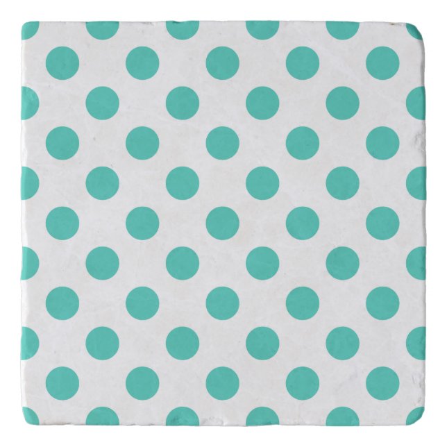 Turquoise polka dots trivet (Front)