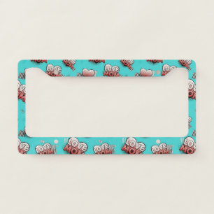 Turquoise Pop Art MOM Hearts Pattern License Plate Frame