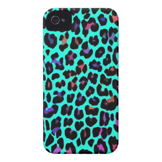 Turquoise Pop Leopard Print Case-Mate iPhone Case (Back)