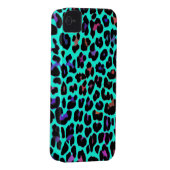 Turquoise Pop Leopard Print Case-Mate iPhone Case (Back/Right)