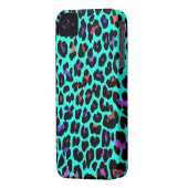 Turquoise Pop Leopard Print Case-Mate iPhone Case (Back Left)