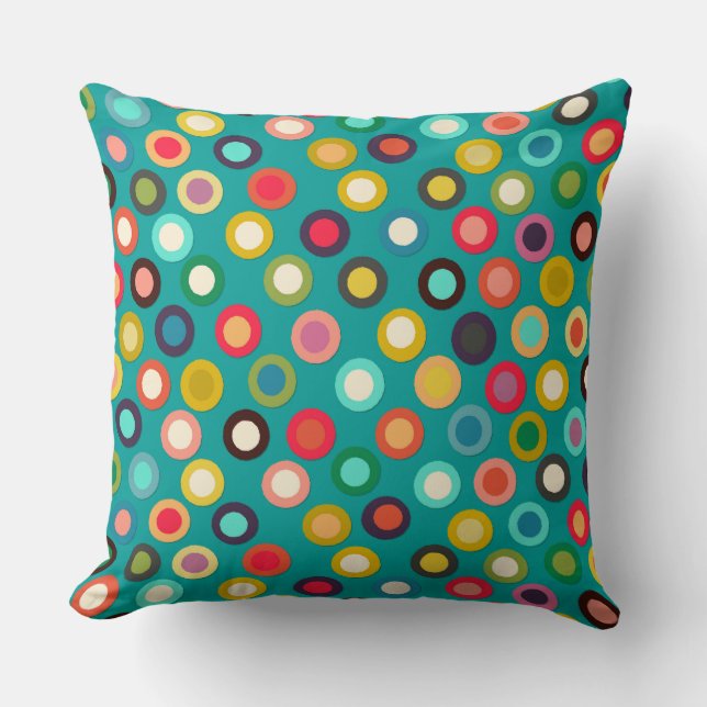 turquoise pop spot throw pillow (Front)
