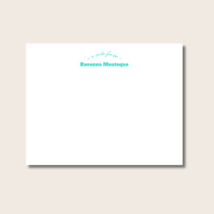 Turquoise Professional Personalized Name Chic Note Card