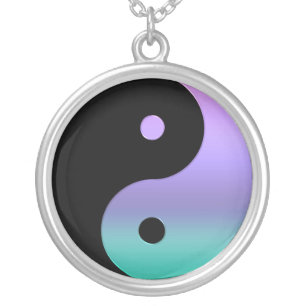 Turquoise, Purple and Black Yin-Yang Necklace