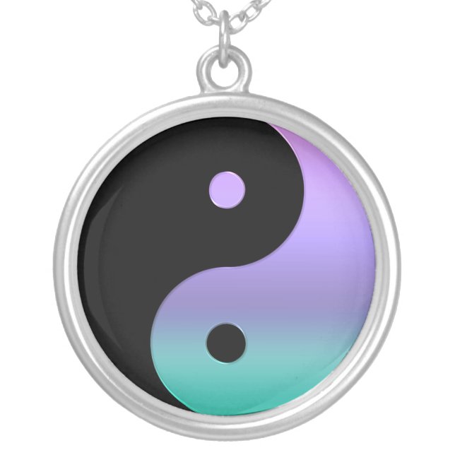 Turquoise, Purple and Black Yin-Yang Necklace (Front)