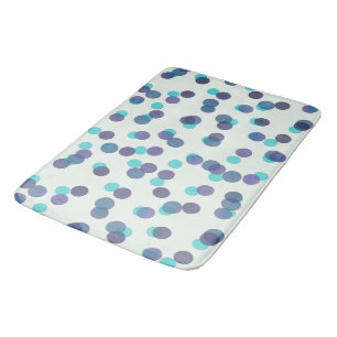turquoise purple and blue polka dots bath mat