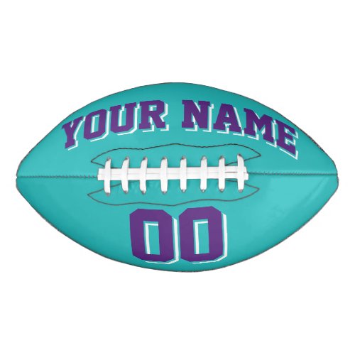 TURQUOISE PURPLE AND WHITE Custom Football