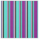 [ Thumbnail: Turquoise, Purple, Beige, and Black Colored Lines Fabric ]
