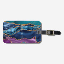 Turquoise Purple Blue Gold Glitter Marble