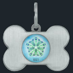 *~* Turquoise, Purple Blue Star Mandala Pet ID Tag<br><div class="desc">This blue, purple and sage star mandala on a bright turquoise will make this tag stand out. This design can be customized so feel free to change the name to that of your pet :) *~* My name is Anna Rosa (aka Anna Pizzoferrato) and I am an internationally known distance...</div>