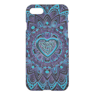 Turquoise Purple Celtic Heart Mandala iPhone Case