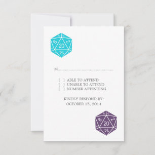 Turquoise/Purple D20 Dice Response Card