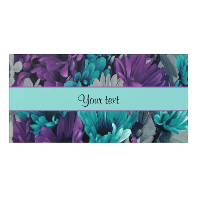Turquoise & Purple Daisies Door Sign (Classic Front)