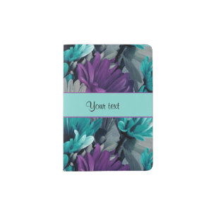 Turquoise & Purple Daisies Passport Holder