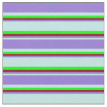 [ Thumbnail: Turquoise, Purple, Dark Red, and Lime Stripes Fabric ]