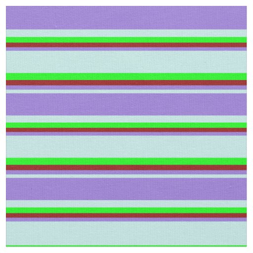 Turquoise, Purple, Dark Red, and Lime Stripes Fabric