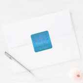 Turquoise, Purple Floral 1.5" sq. Wedding Sticker (Envelope)