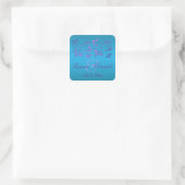 Turquoise, Purple Floral 1.5" sq. Wedding Sticker (Bag)