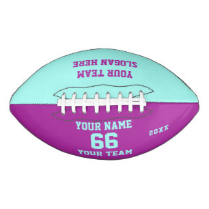 Turquoise Purple Football with Name, Number, Team