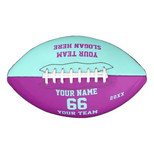 Turquoise Purple Football with Name Number Team