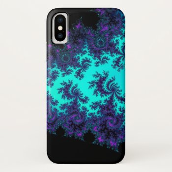 Turquoise Purple Fractal Lace  Iphone X Case by Skinssity at Zazzle