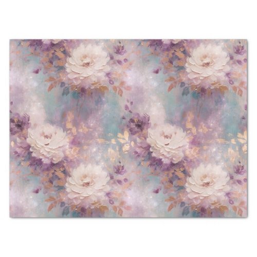 Turquoise Purple Gold White Floral Tissue Paper