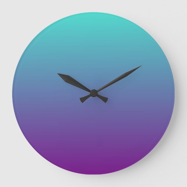 Turquoise Purple Gradient Large Clock (Front)