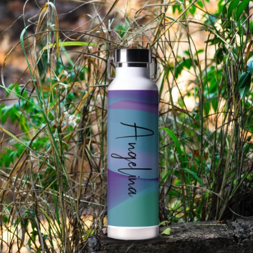  Turquoise purple gradient name Water Bottle