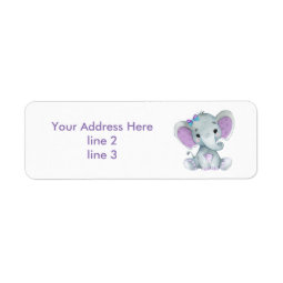 Turquoise Purple Gray Girl Elephant Address Labels | Zazzle