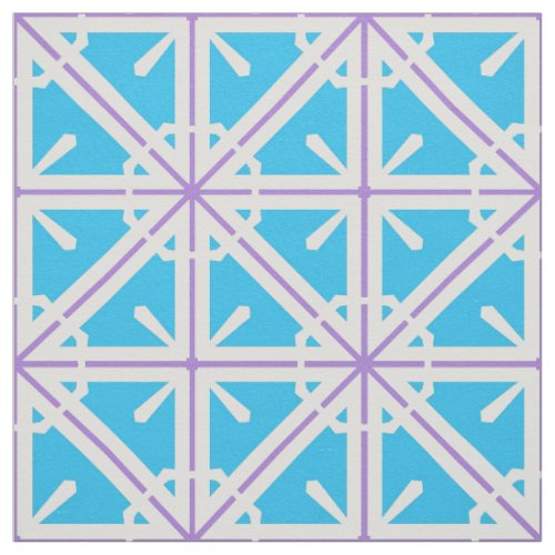 Turquoise  Purple Lavender Geometric Pattern Fabric