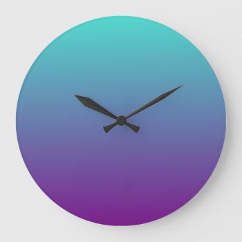 Turquoise Purple Ombre Large Clock by purplestuff at Zazzle